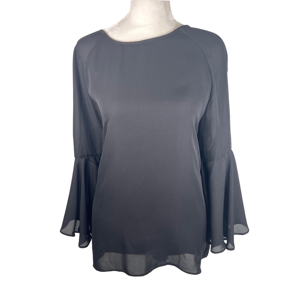 Philosophy Republic Black Bell Sleeve Split Back Blouse Size‎ Large